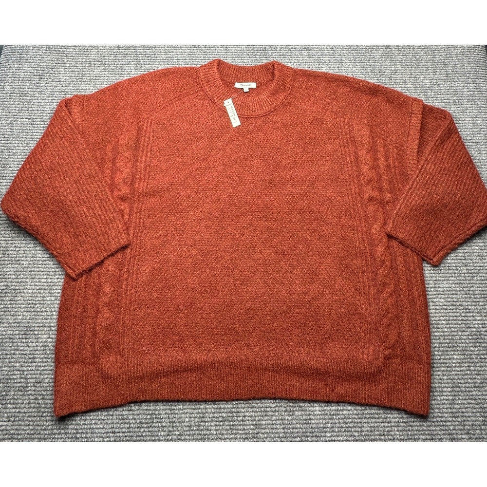 Madewell Sweater Women 3X Rust Cable Knit Alpaca Blend NI619